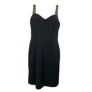 Nina Austin Dress Womens Sz 10 Black Cocktail Sheath‎ Rhinestone Elegant